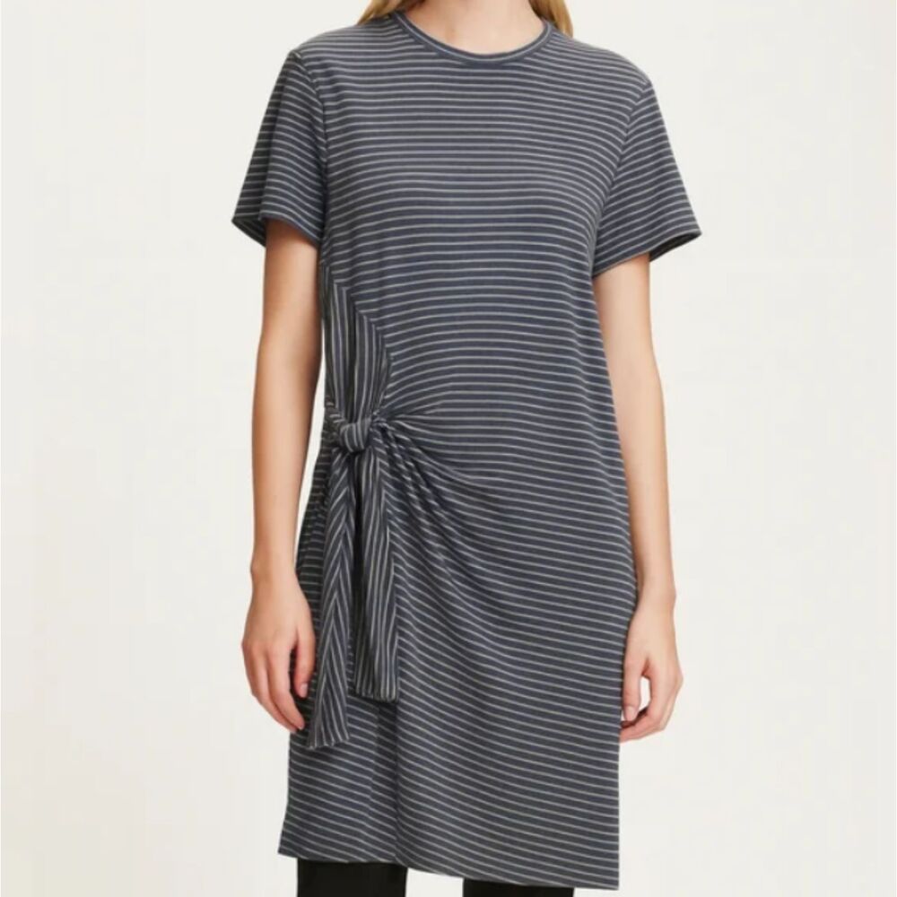 Vince Striped Tie-Waist T-Shirt Dress XS